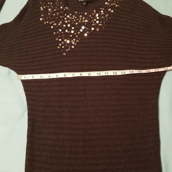 Elegant BLACK RIVET Knitted Dark Grey Dress Long Sleeves w Sequins Women Size S - Picture 15 of 16